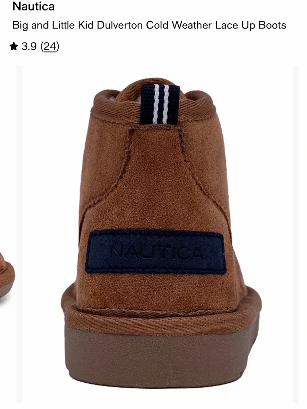 Nautica Kids Brown Suede Lace-Up Snow Boots